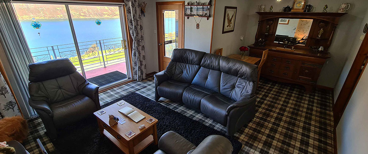 Contact Loch Aluinn bed and breakfast accommodation with sea views on the Isle of Skye WIFI widescreen TV